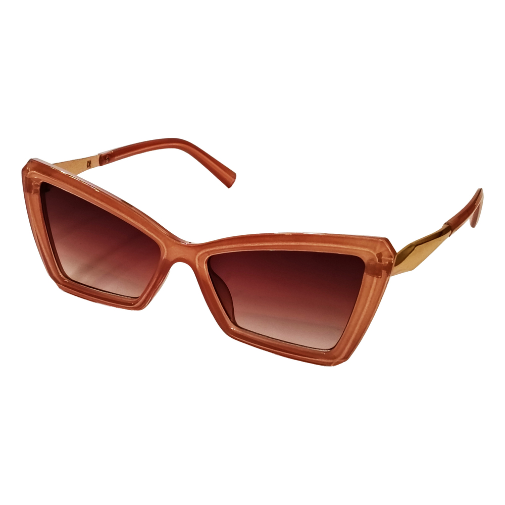 Brown and gold angular cat-eye fashion glasses